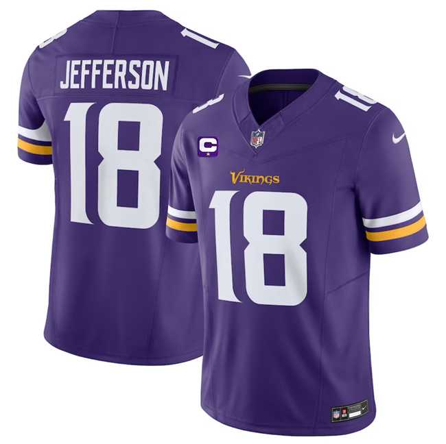 Men & Women & Youth Minnesota Vikings #18 Justin Jefferson Purple 2023 F.U.S.E. With 1-Star C Patch Vapor Untouchable Limited Jersey->minnesota vikings->NFL Jersey
